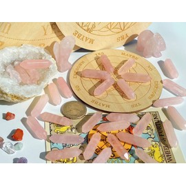 20 PCS Rose Quartz Healing Crystals Wands Bulk Stones Pointed Polished Tumbled Natural Hexagonal Reiki Energy Balancing Meditation Therapy Pink Stone Set Christmas Gift