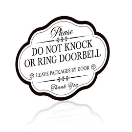 Do Not Knock or Ring Doorbell Sign，Self-Adhesive Waterproof Do Not Disturb Leave Packages Here Sticker, No Soliciting Sign for Doorbell, House, Home, Business（small）