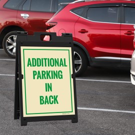 Additional Parking In Back Sidewalk Sign Kit, 18x24 Inches, With A Frame Stand, Made in USA