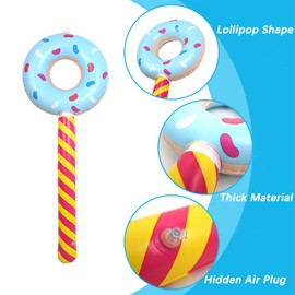 4 Pcs Candyland Birthday Party Decorations Inflatable 33 Inch Lollipop Stick Large Candy Float Donut Shape Balloons Candy Themed Birthday Decorations for Kids