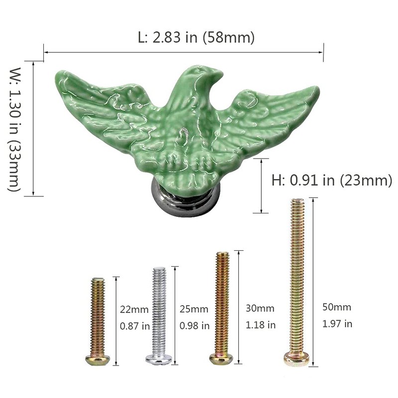 MARSTREE Eagle Shape Ceramic Knobs Drawer Handles Pulls for Wardrobe