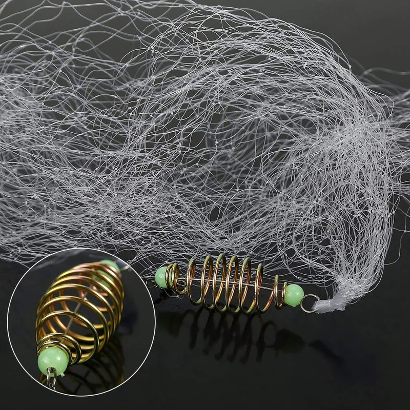 Focket Fishing Net, 4Pcs Copper Spring Net with Luminous Beads