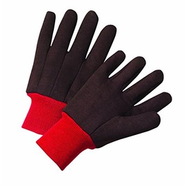 West Chester 750RKW Standard Poly Cotton Jersey Gloves - [Pack of 12] Large, Black/Red, Knit Wrist, Clute Cut, Straight Thumb