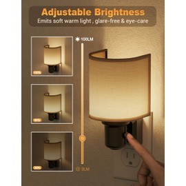 JandCase Night Lights Plug into Wall, LED Night Light Dimmable, Nightlight with Auto On Off Light Sensor, Warm White 3000K Night Lights, 0-100LM Brightness for Hallway Bathroom Bedroom Kitchen
