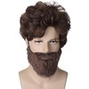 Peluca de Halloween con tupé marrón rizado y peludo para