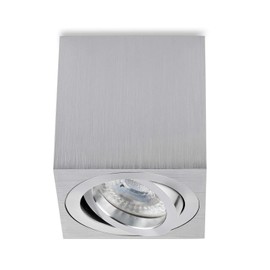 Sweet Led Surface-Mounted Spotlight GU10 Made of Aluminium - Ceiling Spotlights 7 W 3000 K Spotlight Warm White 230 V - Surface-Mounted Spotlight in Square - Ceiling Light Brushed Aluminium -