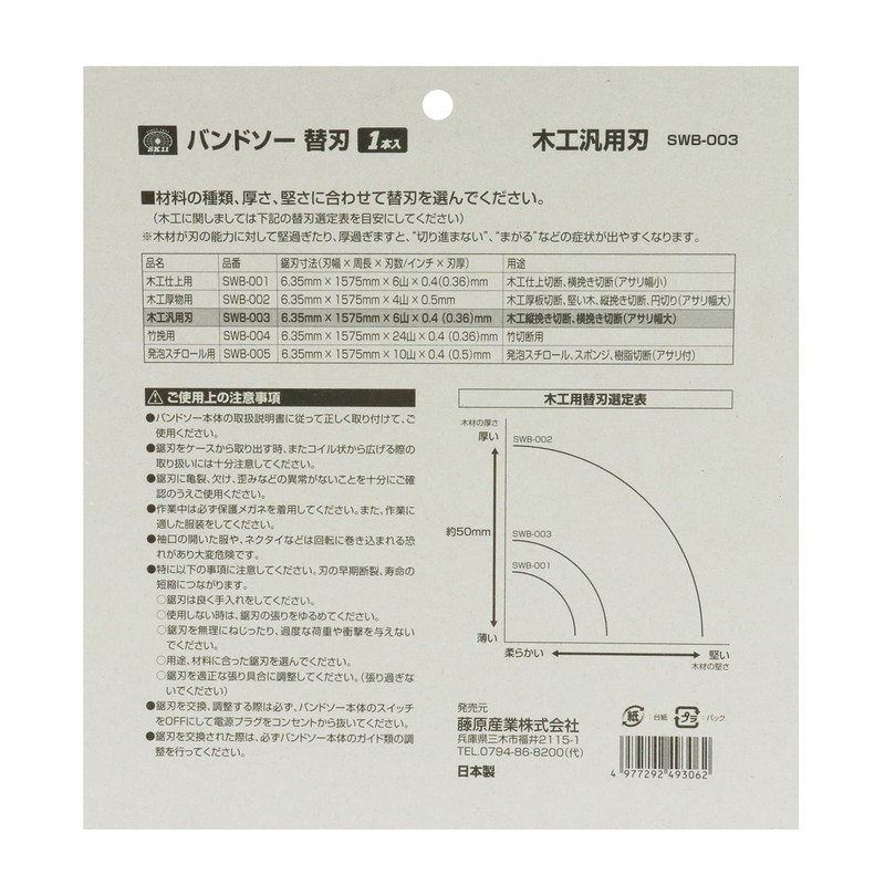 SK11 SWB-003 Bandsaw Replacement Blade, Universal Blade, Black