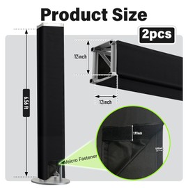 2PCS Thick Truss Cover - Hook and Loop Fixed High Elasticity Scrim Sleeve for 6.56 ft x 12 in Box Truss - Ideal for Wedding, Performance,Concert Decorations(Black)