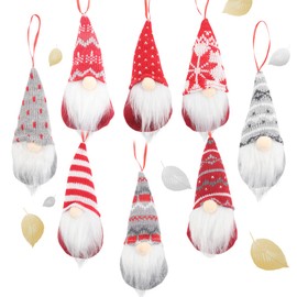 Awilnax Christmas Gnomes Ornaments, 8 Pieces Christmas Tree Hanging Gnomes Decorations Handmade Tomte Gnomes Plush Scandinavian Santa Elf Dolls for Xmas Holiday Party Supplies Home Decor