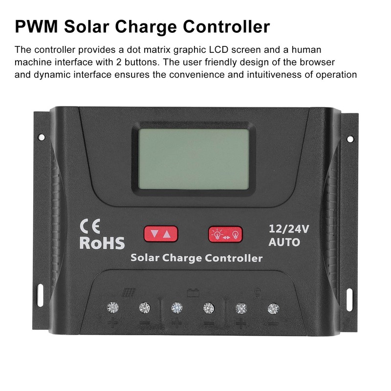 Solar Charge Controller PWM 60A Smart 12V 24V Automatic Identification