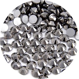 NCB 288pcs Flatback Round Glass Nail Art Rhinestones Crystal for DIY Making Accessories Shoes, Clothes, Face Art, Bags, Manicure (Jet Hematite, SS30 288pcs)