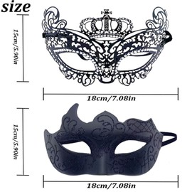 YIMINI Pack of 2 Venetian Masquerade Mask, Ball Masquerade Mask, Venetian Masquerade Mask, Suitable for Men, Women, Dances, Parties (I)