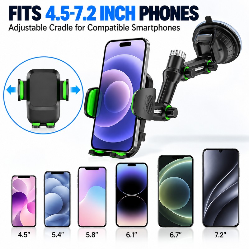 Suction Cup Car Phone Holder for Windshield & Dashboard –