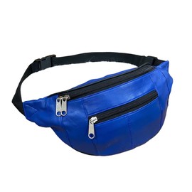 RAS WALLETS Genuine Leather Waist Hip Bum Bag Money Belt Bag Holiday Travel Documents Bag Passport Holder for Men Women Adjustable Strap, blue, Style #1013