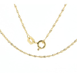 9ct Gold 1mm Diamond Cut Chain Necklace 20 Inch Long