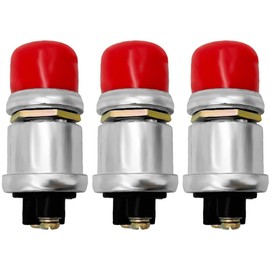 3Pcs Push Button Momentary Starter Switch, Weatherproof Engine Start Push Button Switch, 12V / 24V 50 A Heavy Duty Momentary Start Switch for Boat, Track, Car Red