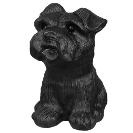 mookaitedecor Black Obsidian Crystal Dog Ornament Black Schnauzer Dog Figurine, Small Schnauzer Gift Puppy Statue Healing Crystal Dog Gift for Dog Lovers Carved Crystal Animal Cute Black Room Decor