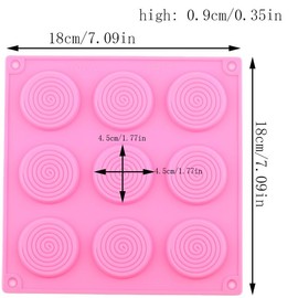 AIBOYA 9 Cavity Round Spiral Shaped Silicone Candy Mold Lollipop Silicone Molds For Hard Candy Chocolate