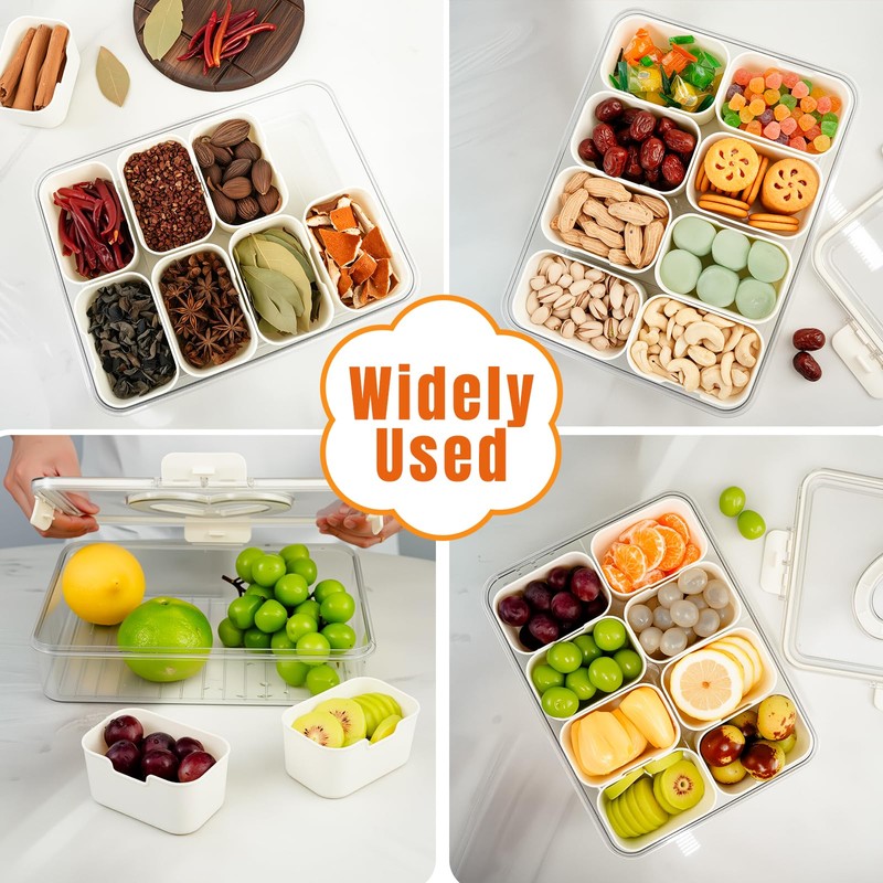 Snackle Box Container, 8 Removable Snack Containers with Lid