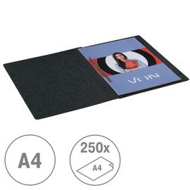 VON Leitz 30130095 Pack of 10 A4 File Folders, Cardboard, with Stapling Mechanism, for 250 Sheets, with Soft Cover, for School, Study and Home, Black