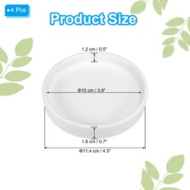 PATIKIL 4.5 Inch Round Ceramic Plant Saucer, 4 Pack Plant Saucer Tray Flower Planter Drip Tray for Indoors Outdoors Patio Balcony, White