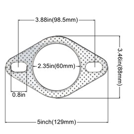 YGQ 2.25 Inch 60 mm Exhaust Gaskets Exhaust Gasket, 2 Screws for Muffler Flange Manifold, High Temperature Graphite with Fire Ring, Pack of 2