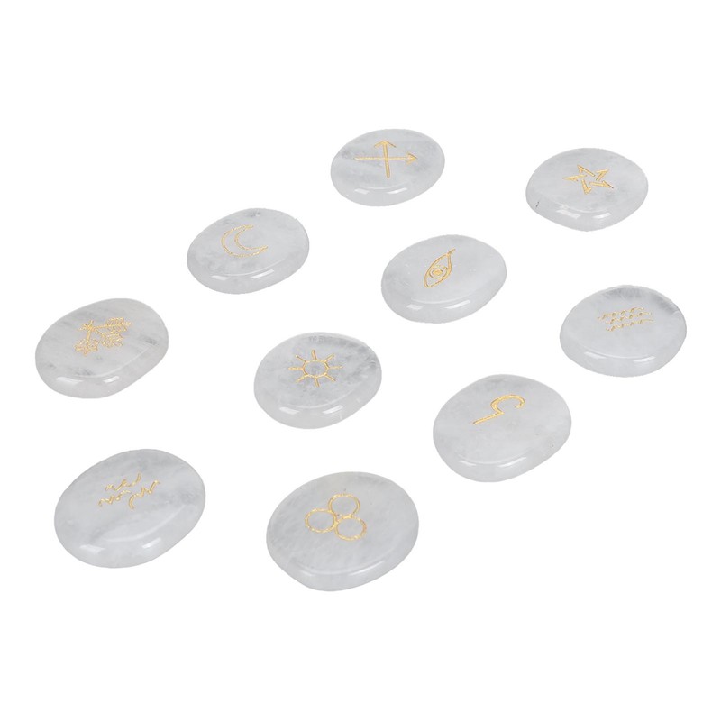 10Pcs Engraved Rune Stones Palm Stones Healing Witch Rune Stone