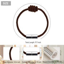 Contoeey Curtain Tiebacks Magnetic Decorative Curtain Tie Backs for Curtains 8 Pack Rope Curtain Holders for Drapes Outdoor Curtain Holdbacks, Coffee