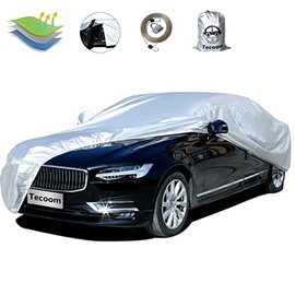 Tecoom Light Shell Waterproof UV-Proof Windproof Design Car Cover with Zipper Storage and Lock for All Weather Indoor Outdoor Fit Sedan 170-190 Inches Length