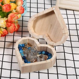 Vikye Heart-shaped Wooden Box, New Lovely Wooden Heart-shaped Jewelry Storage Box Packaging Carrying Case Craft Decoration Hot for Packaging Jewelry, Small Gifts