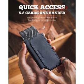 DUGRAFT Minimalist Wallet with ID Window, Slim Minimalist Pop up Wallet for Men RFID Blocking with ID Window Holds 5-8 Cards and Notes (Navy)