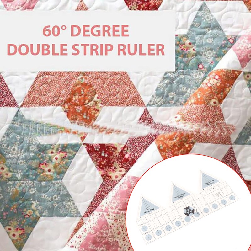 Ruler Grids 45/60/90 Degree Double Strip Ruler Transparent Acrylic Non