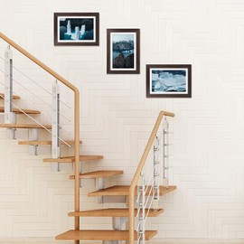 Golden State Art, 13x19 Picture Frame - Displays 11x17 Photo with Mat or 13x19 Without Mat, Wide Moulding Solid Wood Frame for Wall Display, Distressed Dark Brown