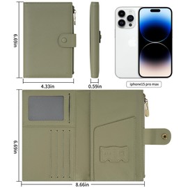 WASON Genuine Leather Passport Cover Travel Wallet – Passport Holder Slot with Zipper Pocket for lD, Boarding Pass,Ticket, Cash, SD Card, Travel Essentials for Men and Women (Light Green)