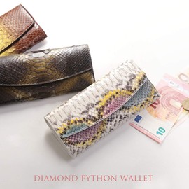Sankyo Shokai Long Wallet, Python, Men's, Women's, Thin, Genuine Leather, Cover Wallet, natural