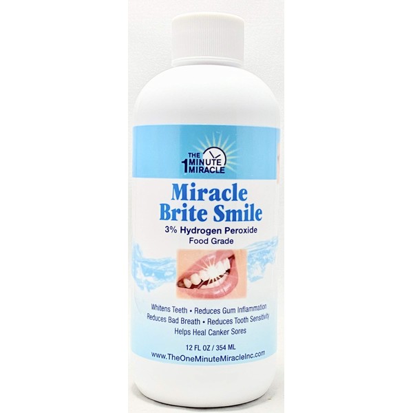 Miracle Brite Smile - 3% Hydrogen Peroxide Food Grade, Peppermint, Lemon, Clove Leaf, Cinnamon and Rosemary