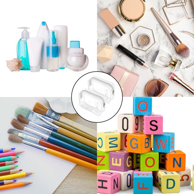 2 Pcs Airport Security Liquids Bags, Clear Travel Toiletries Bag,