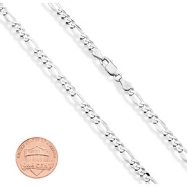 Miabella Solid 925 Sterling Silver Italian 5mm Diamond-Cut Figaro Chain Bracelet for Women Men, Made in Italy (Length 8 Inches)