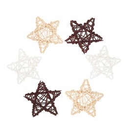 Airssory 9 Pcs 3-Colors Star Shaped Natural Wicker Rattan Balls Vase Fillers for Christmas Tree Ornament Wedding Birthday Party Decoration