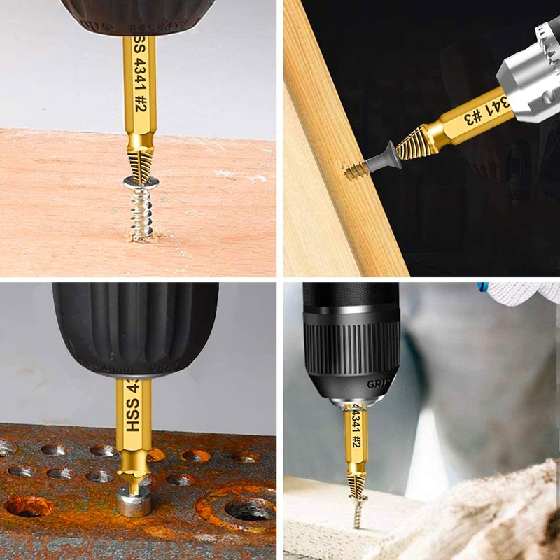 5pcs HSS 4341 Steel M3-M18 Damaged Screw Extractor Set Hex