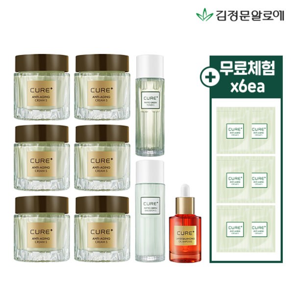 Kim Jeong-moon Aloe [Free Trial 6 Pieces] Kim Jeong-moon Aloe Cure Anti-Aging Cream S Mania Composition (Toner + Emulsion + 1 Ampoule + 6 Creams)