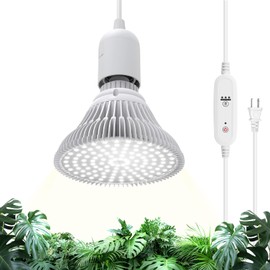 Bstrip Hanging Grow Lights for Indoor Plants, 25W Full Spectrum, White Plant Light Bulb with Timer, 16.4FT Power Cord, 5000K, Pendant or Ceiling Installation, Perfect for Tall Plants, and Plant Shelf