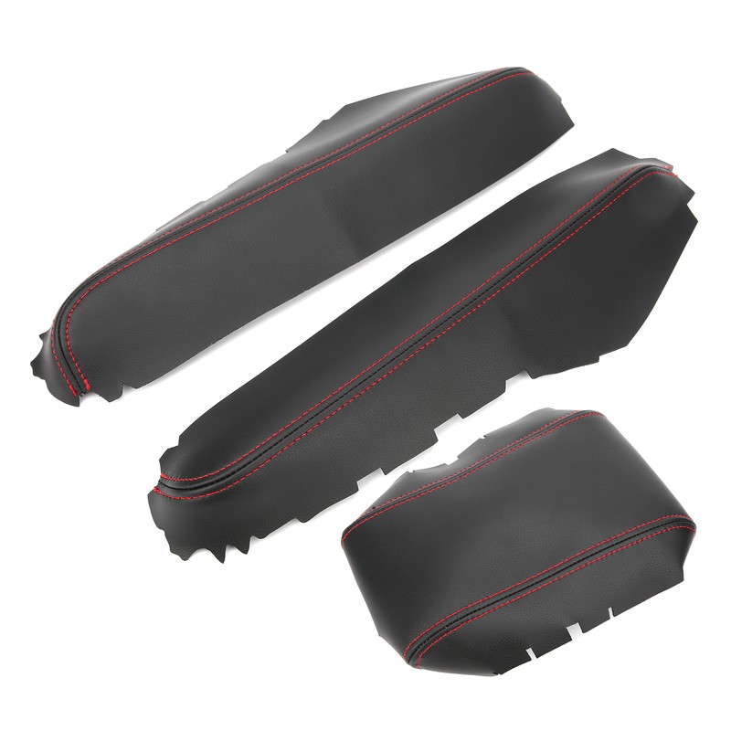 3pcs Center Console Armrest Pad Covers PU Leather Protectors Fit