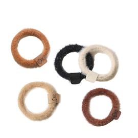 FWCXKK 5PCS Plush Artificial Fur Hair Elastics Tie Scrunchies Soft Plush Elastics Hair Bands Hair Tie Ring Ropes Ponytail Holder Accessories for Women