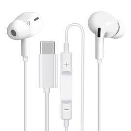Wired Earbuds,in Ear Headphones Wired with Clear Bass,Gaming Earbuds with Volume Control and Microphone,Clear Sound Quality bass Noise Cancelling,Best Earbuds Wired Type-C Connector(Pure White)