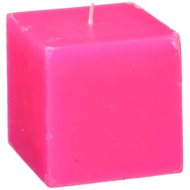 Zest Candle Pillar Candle, 3 by 3-Inch, Hot Pink Square