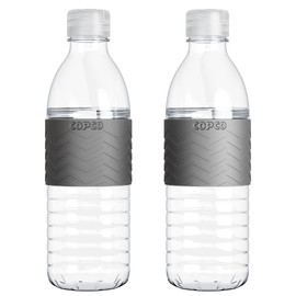 Copco Hydra Water Bottle with Spill-Resistant Lid, 16.9 oz (Set of 2) - Reusable Tritan Non-Slip Sleeve, Twist-Open Body - BPA-Free, Leak-Proof, Durable & Portable for Gym, Office, School (Gray)