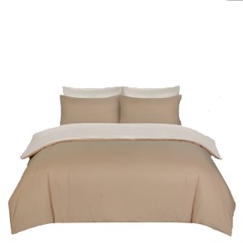 Home In Style 4U Microfiber Reversible Single Duvet cover Set-Bedding Quilt Cover Set with Pillow cases (Beige/Cream)