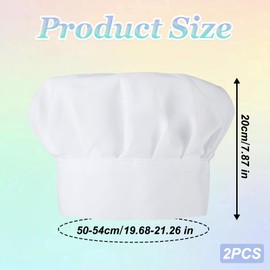 oruola 2pcs Kids Chef Hat,Adjustable Elastic Chefs Hat for Children,White Baby Chef Hat,Comfortable White Chef Hat for Cooking,Baking,Parties,and School Activities