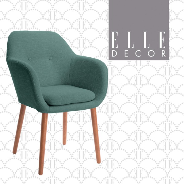 Elle Decor Roux Mid-Century Living Room Accent Armchair, Soft Sofa, Upholstered Linen Fabric Cushion Seat Chair